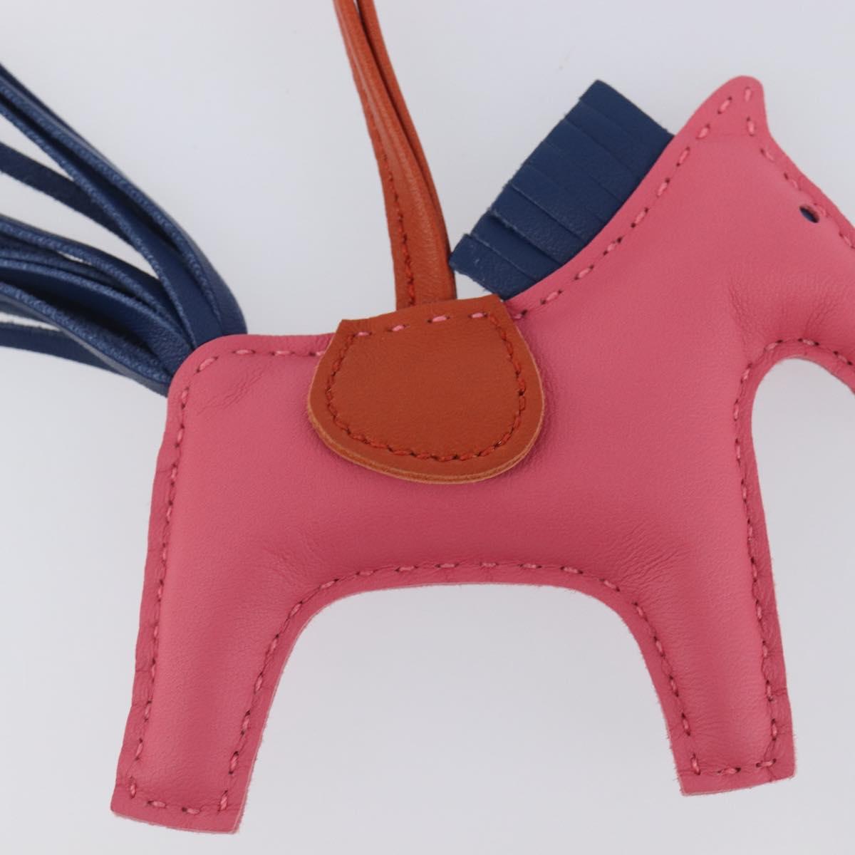 HERMES Rodeo PM Charm Leather Pink Navy Auth LN101M