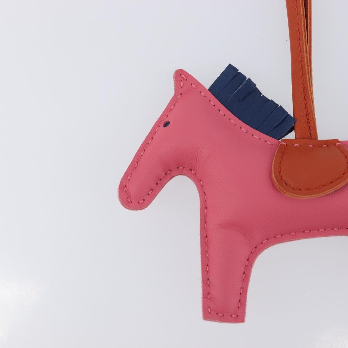 HERMES Rodeo PM Charm Leather Pink Navy Auth LN101M