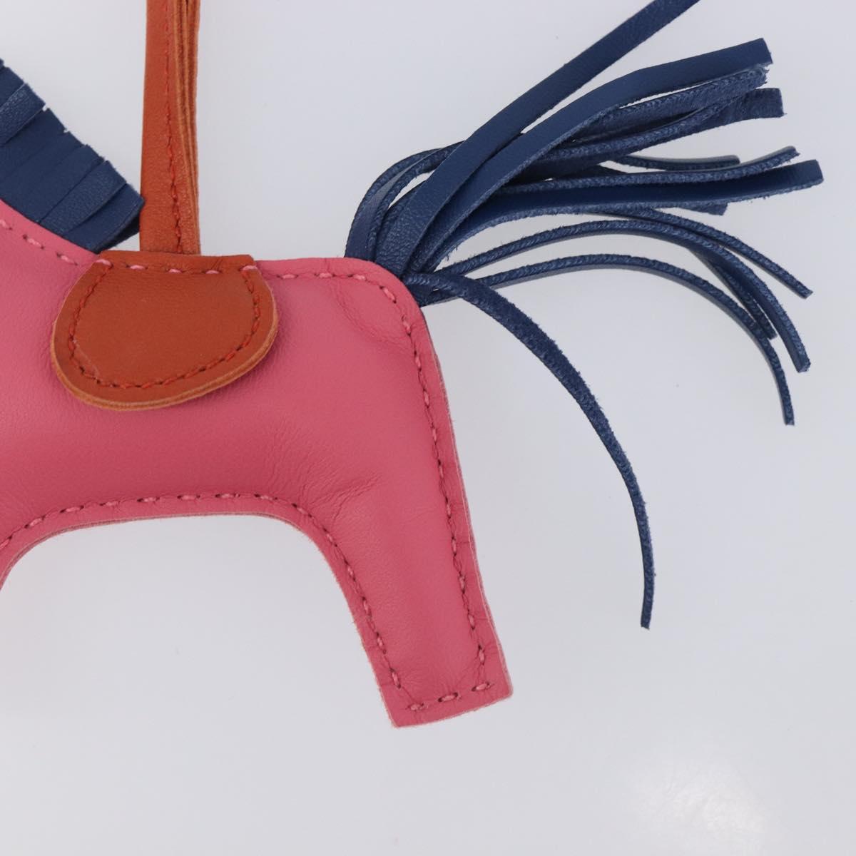 HERMES Rodeo PM Charm Leather Pink Navy Auth LN101M