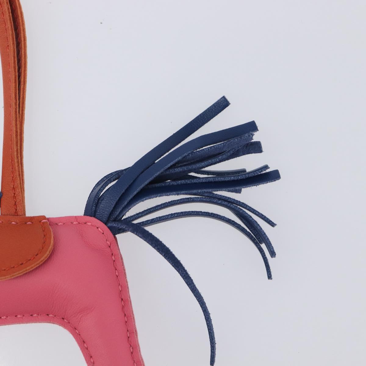 HERMES Rodeo PM Charm Leather Pink Navy Auth LN101M