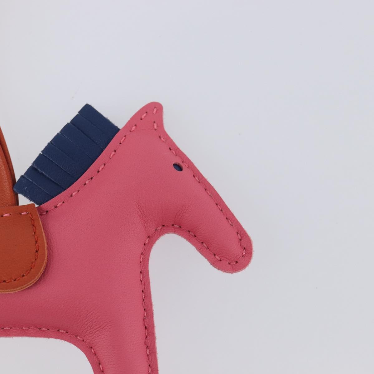 HERMES Rodeo PM Charm Leather Pink Navy Auth LN101M