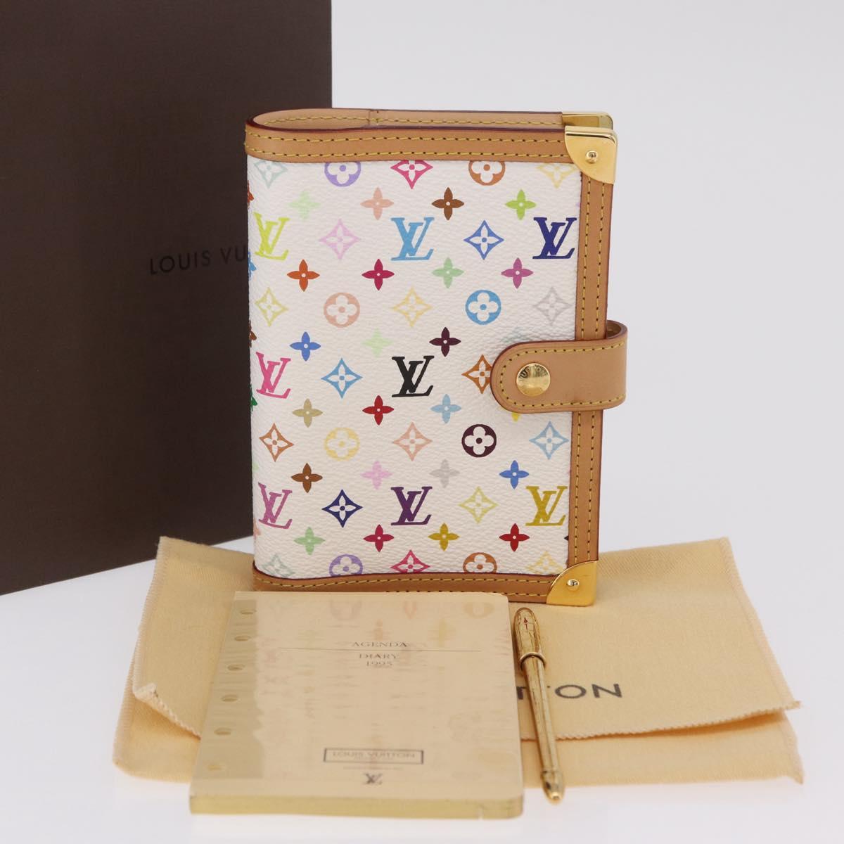 LOUIS VUITTON Multicolor Agenda PM Day Planner Cover White R20896 LV Auth LN102
