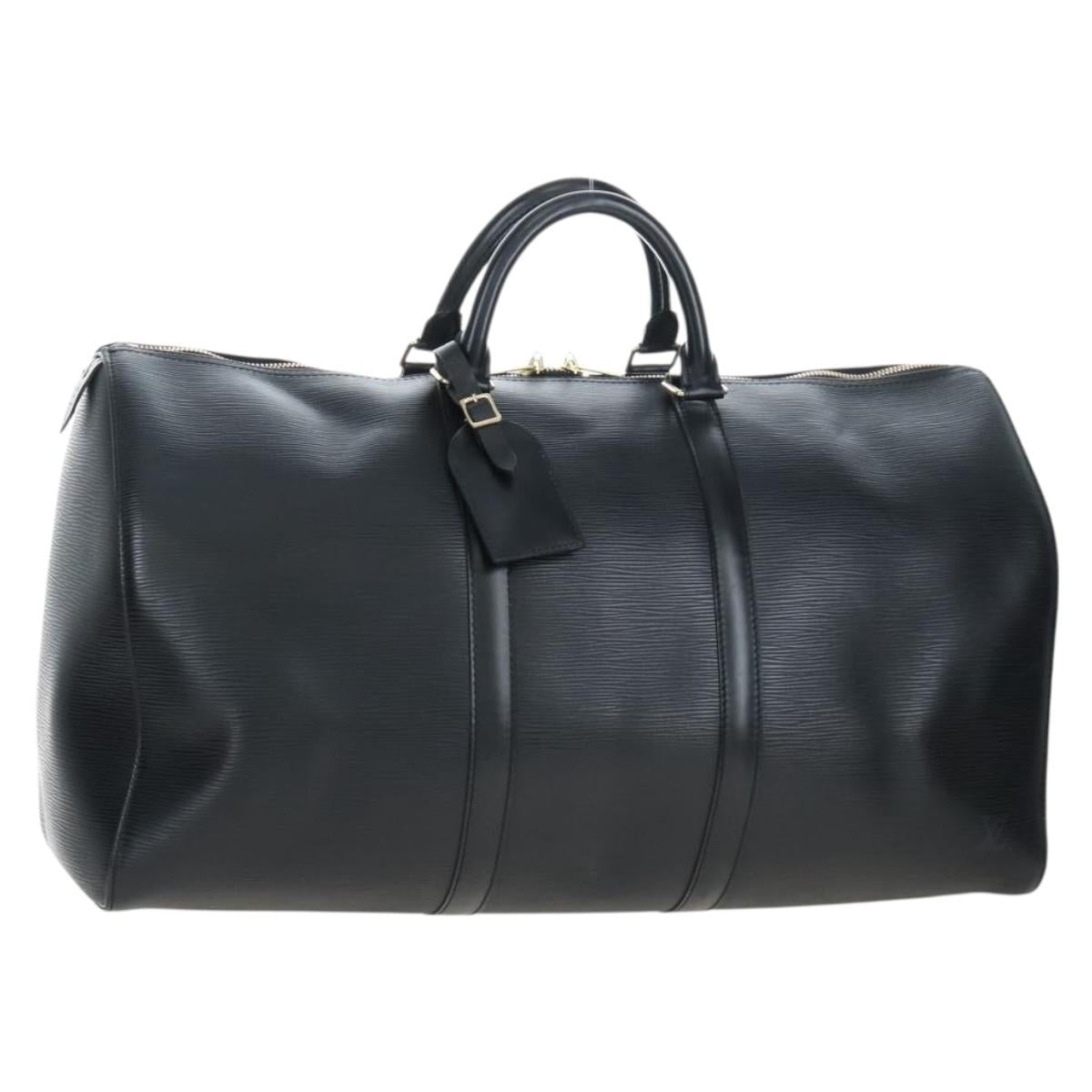 LOUIS VUITTON Epi Keepall 50 Boston Bag Noir M42962 LV Auth LN106V