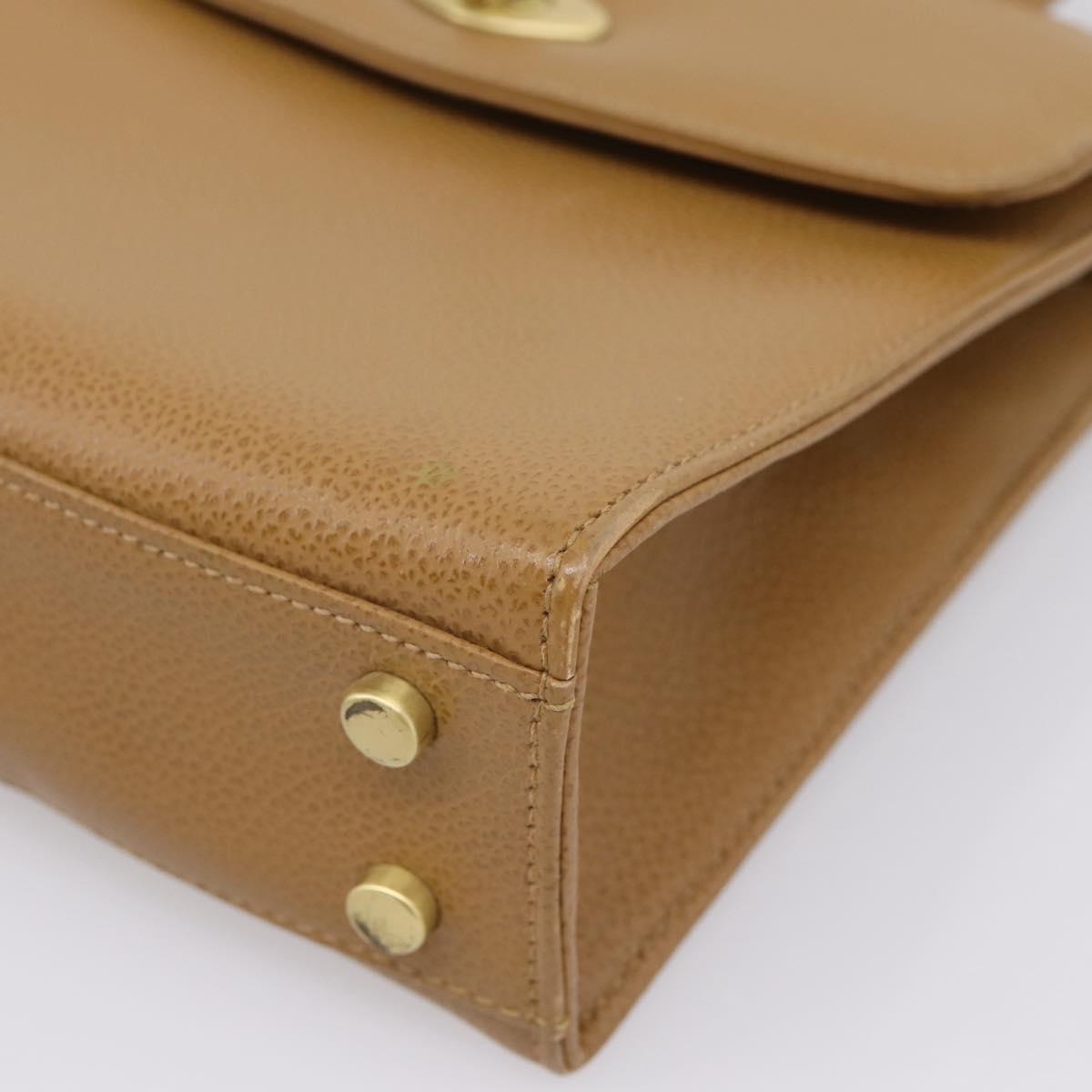 Coach Hand Bag Leather Beige Gold Tone Auth LN110