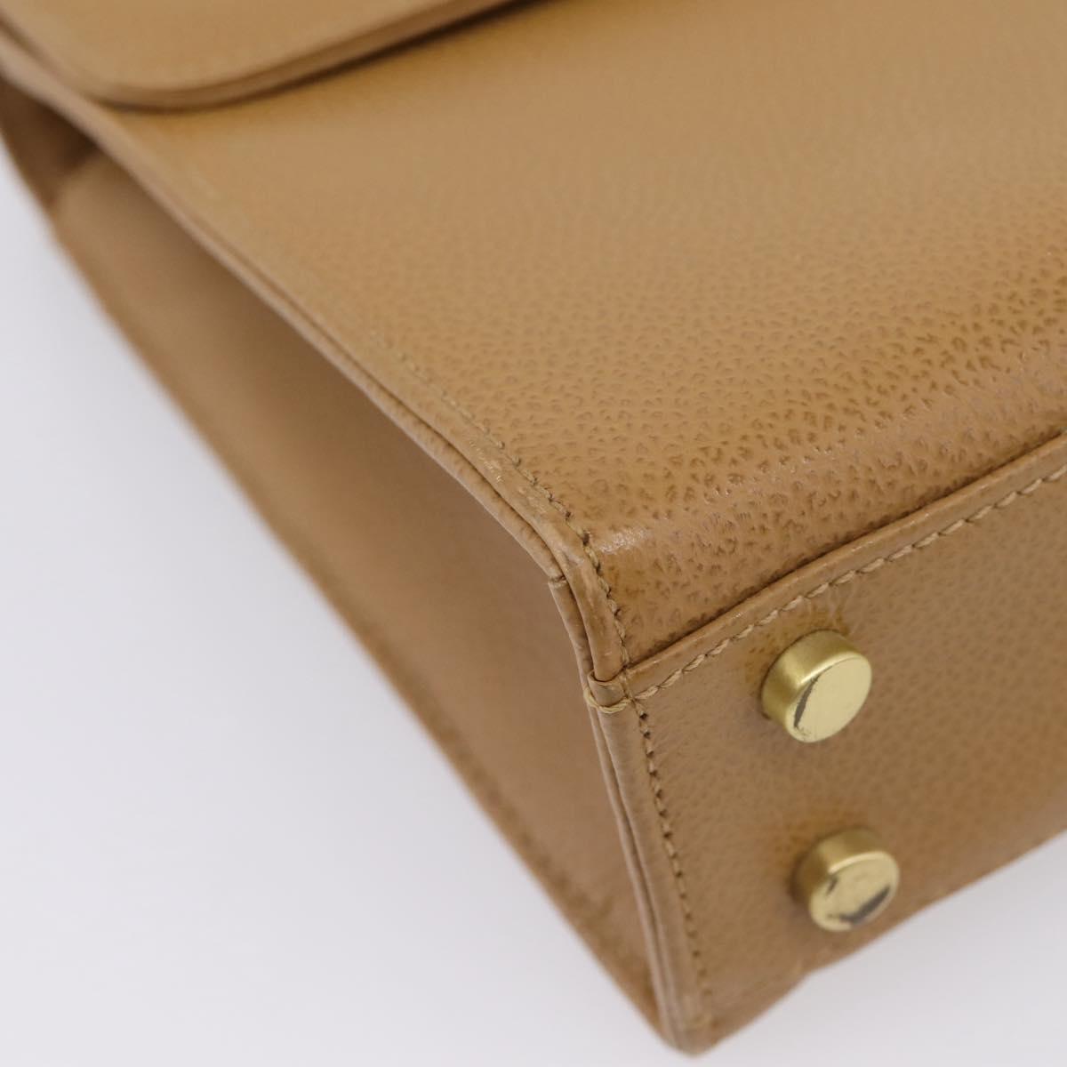 Coach Hand Bag Leather Beige Gold Tone Auth LN110