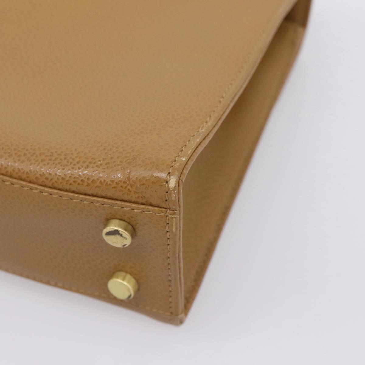 Coach Hand Bag Leather Beige Gold Tone Auth LN110