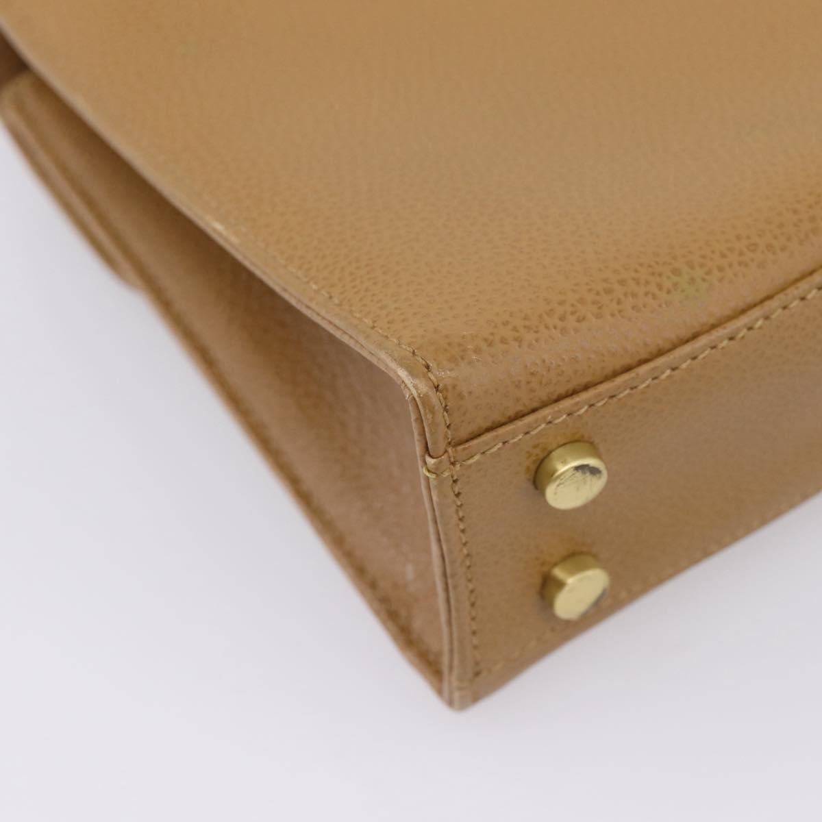 Coach Hand Bag Leather Beige Gold Tone Auth LN110