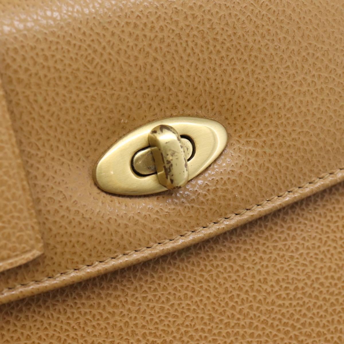 Coach Hand Bag Leather Beige Gold Tone Auth LN110