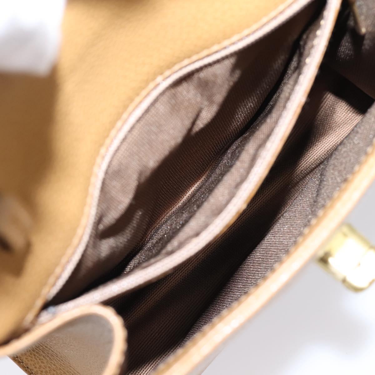 Coach Hand Bag Leather Beige Gold Tone Auth LN110