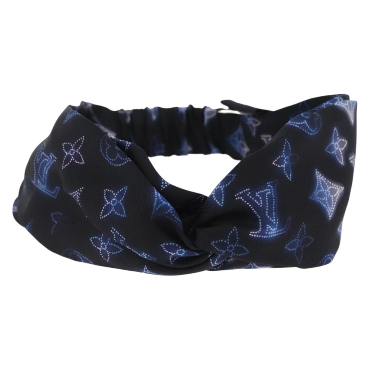 LOUIS VUITTON Monogram Headband Sowa Hair Band Silk Navy M77432 LV Auth LN112V