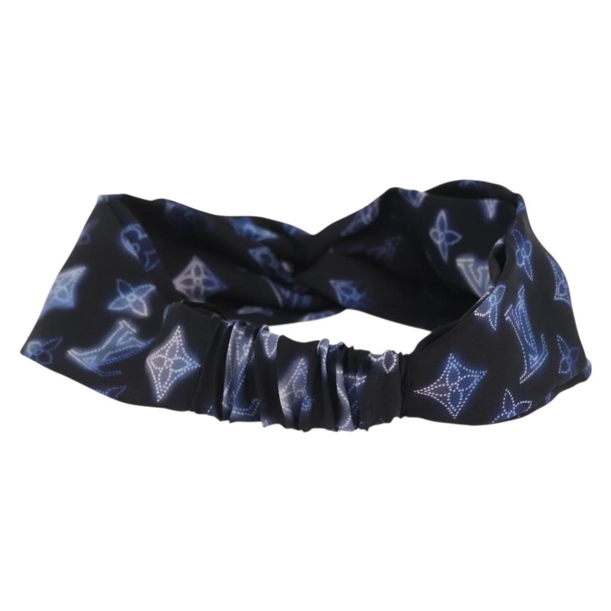 LOUIS VUITTON Monogram Headband Sowa Hair Band Silk Navy M77432 LV Auth LN112V