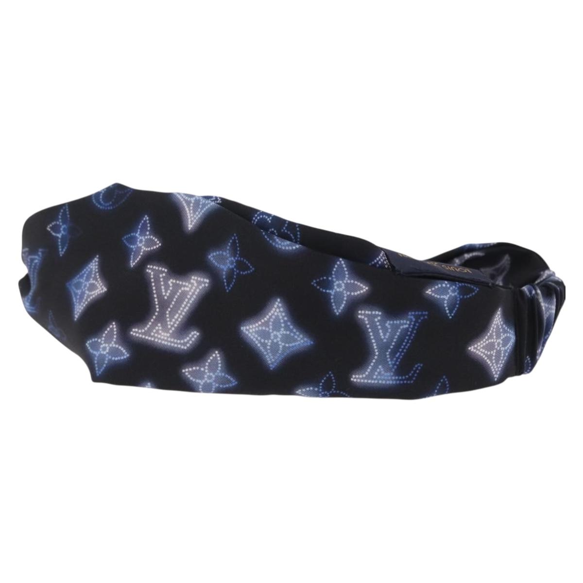LOUIS VUITTON Monogram Headband Sowa Hair Band Silk Navy M77432 LV Auth LN112V