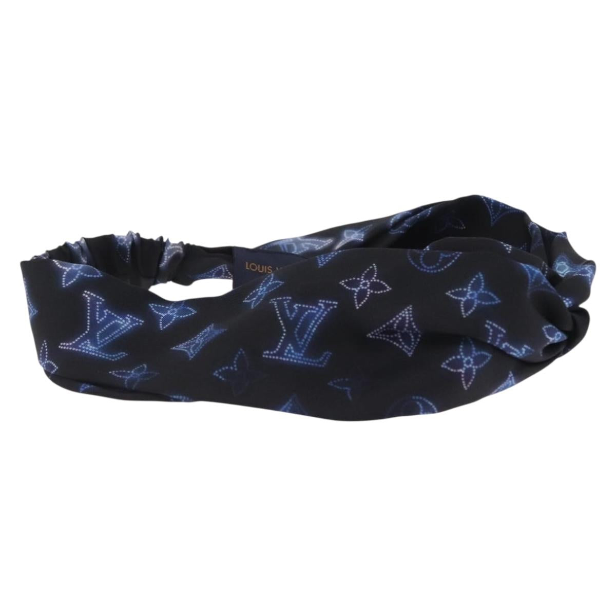LOUIS VUITTON Monogram Headband Sowa Hair Band Silk Navy M77432 LV Auth LN112V