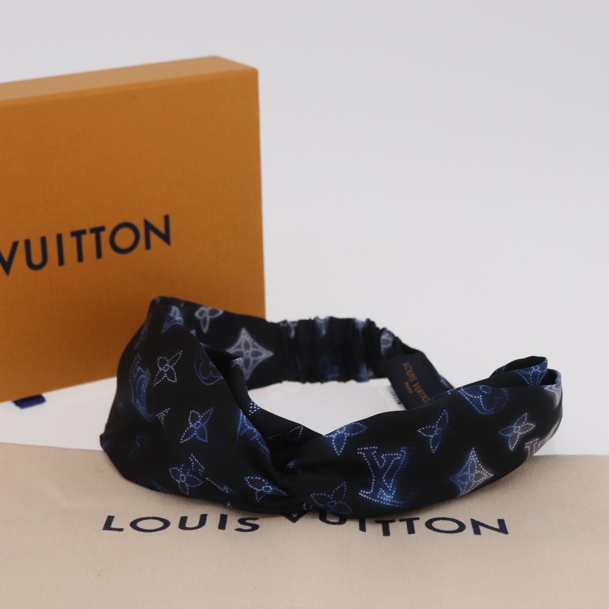 LOUIS VUITTON Monogram Headband Sowa Hair Band Silk Navy M77432 LV Auth LN112V