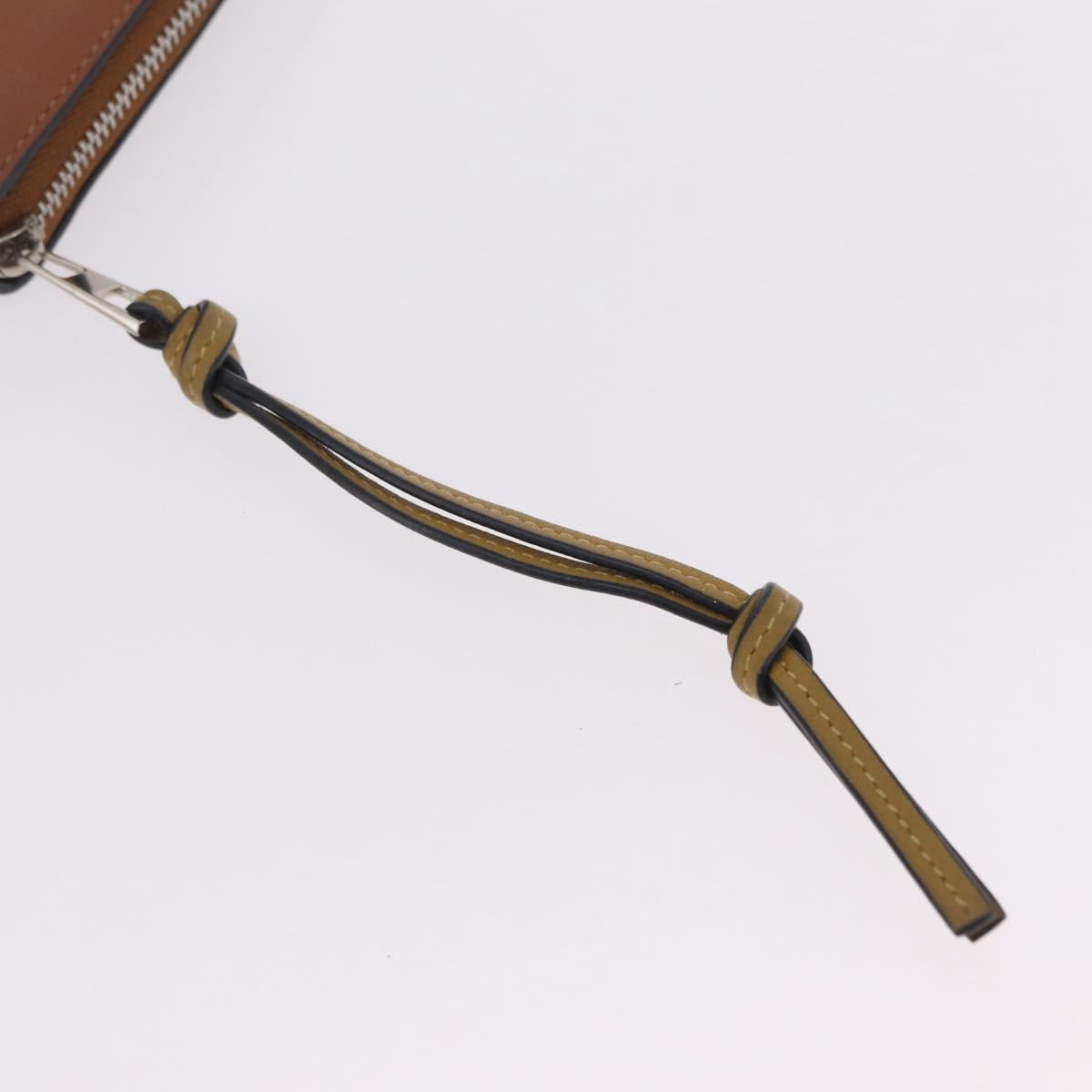 LOEWE Long Wallet Leather Brown Silver Auth LN116V
