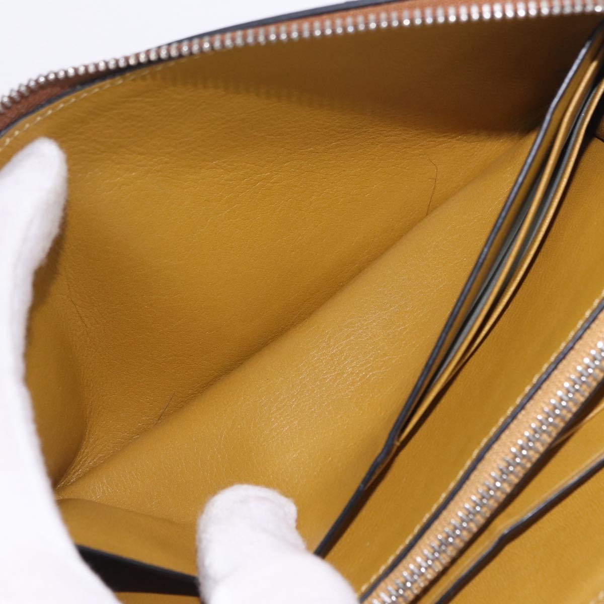 LOEWE Long Wallet Leather Brown Silver Auth LN116V