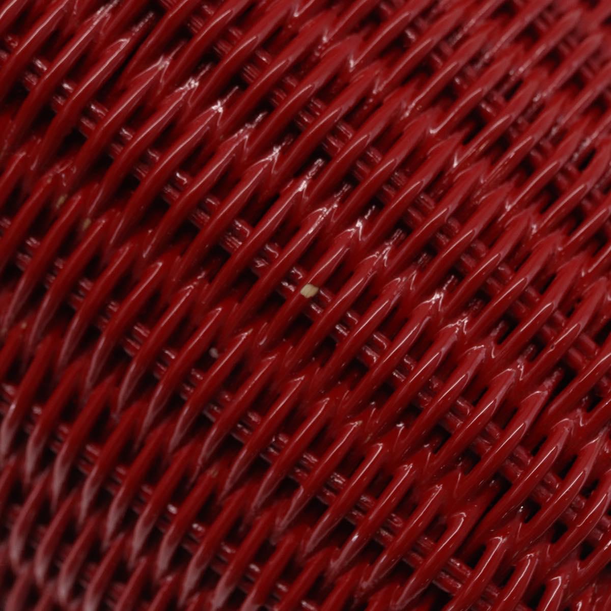 PRADA Wicker Hand Bag Rattan 2way Red Gold Auth LN124SAM