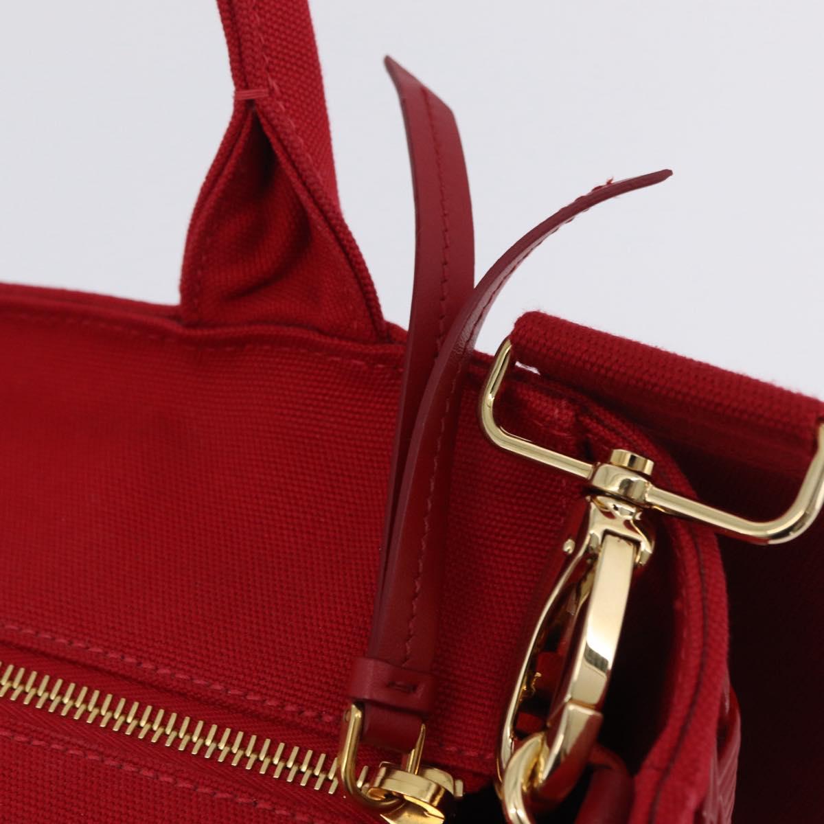PRADA Wicker Hand Bag Rattan 2way Red Gold Auth LN124SAM