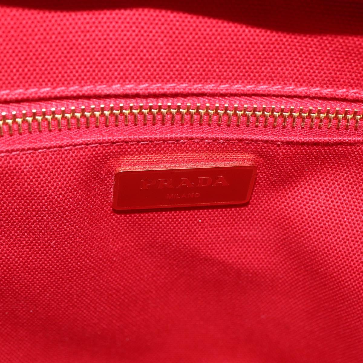 PRADA Wicker Hand Bag Rattan 2way Red Gold Auth LN124SAM