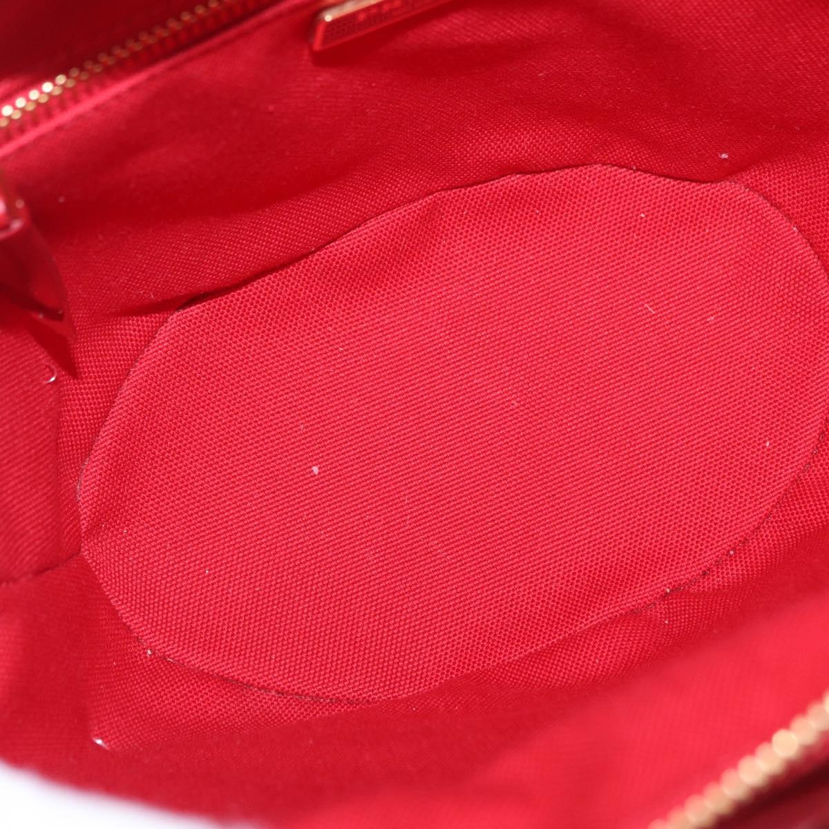 PRADA Wicker Hand Bag Rattan 2way Red Gold Auth LN124SAM