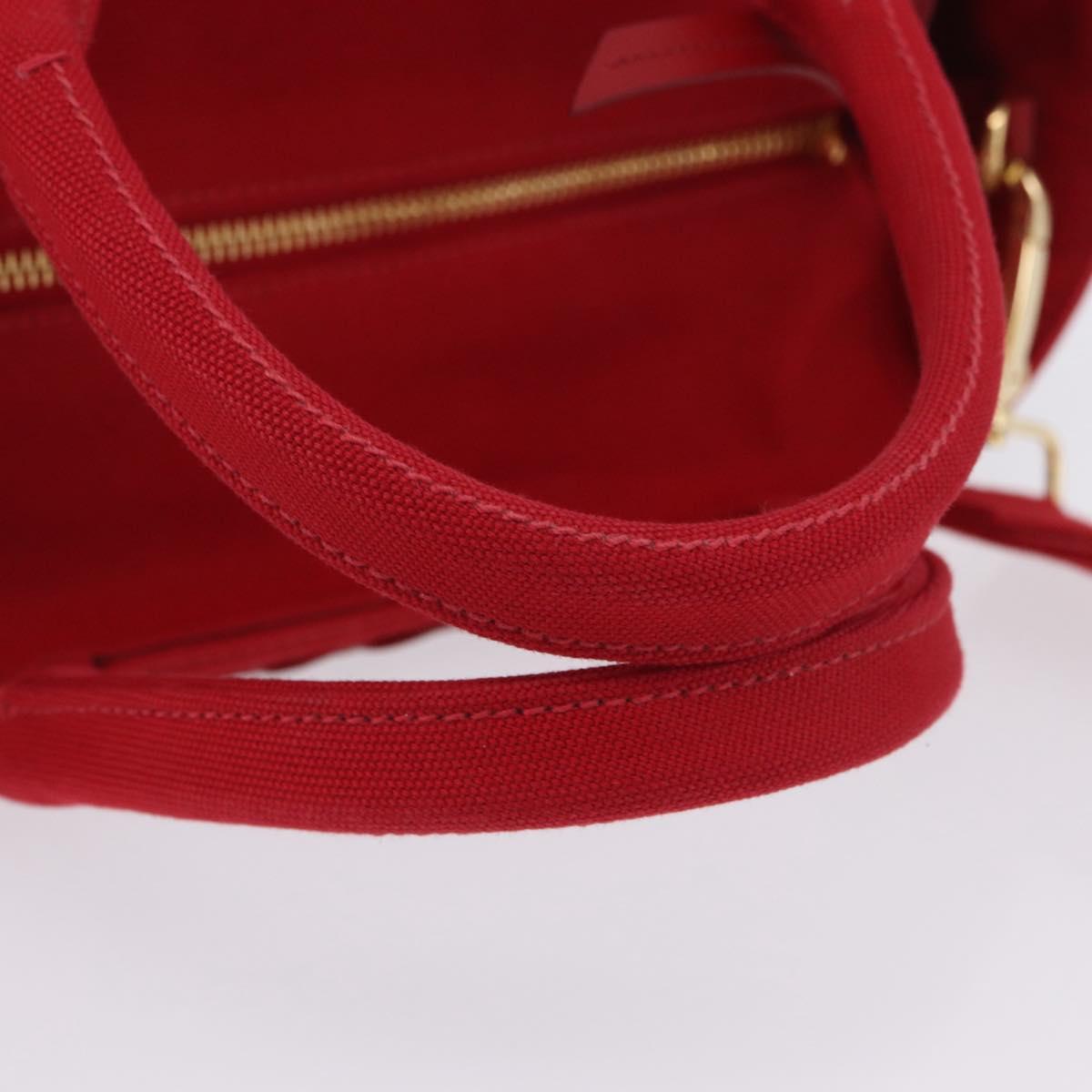 PRADA Wicker Hand Bag Rattan 2way Red Gold Auth LN124SAM