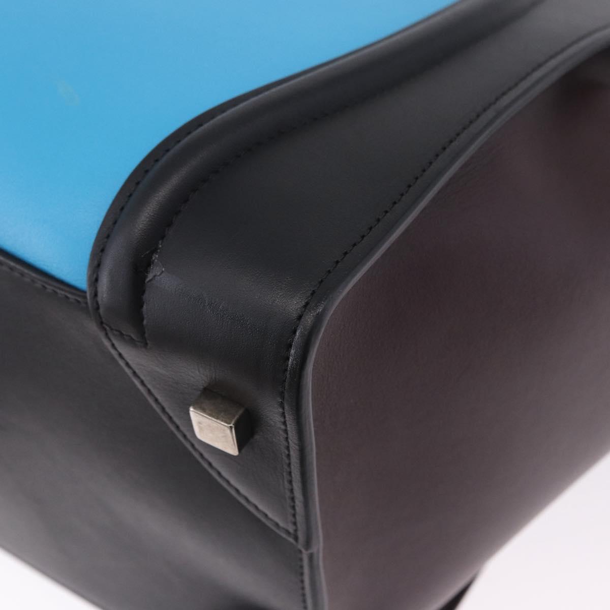 CELINE Luggage Mini Shopper Hand Bag Leather Turquoise Blue Auth LN125SAM