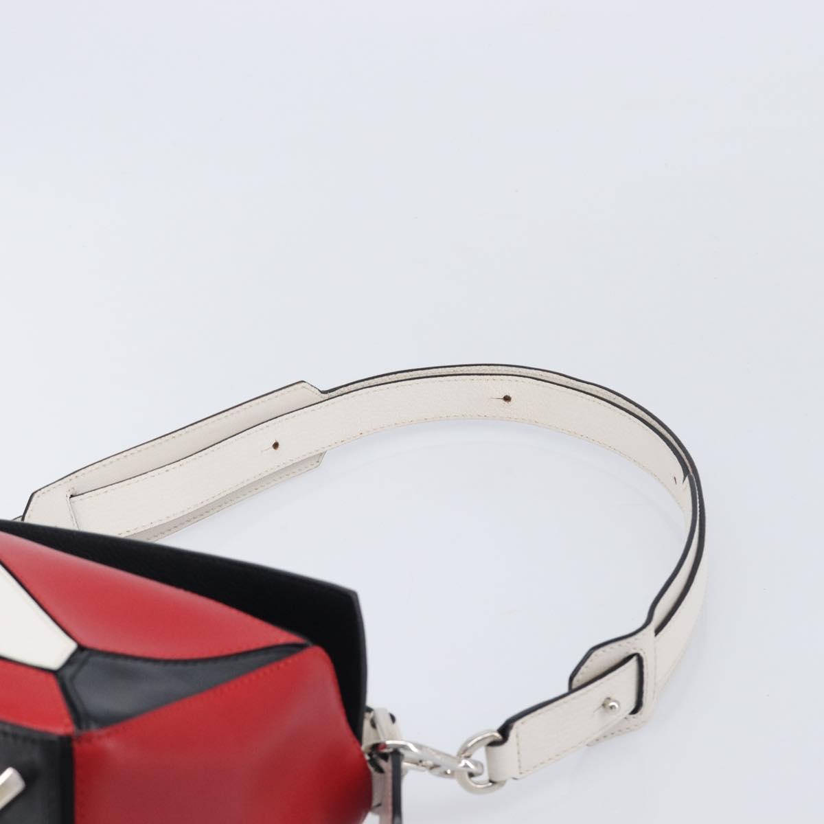 LOEWE Puzzle Bag Medium Hand Bag Leather 2way Red Silver Auth LN127M