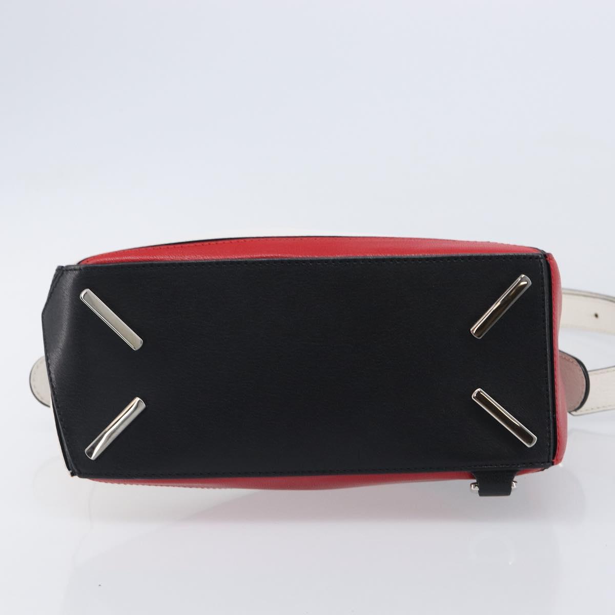 LOEWE Puzzle Bag Medium Hand Bag Leather 2way Red Silver Auth LN127M