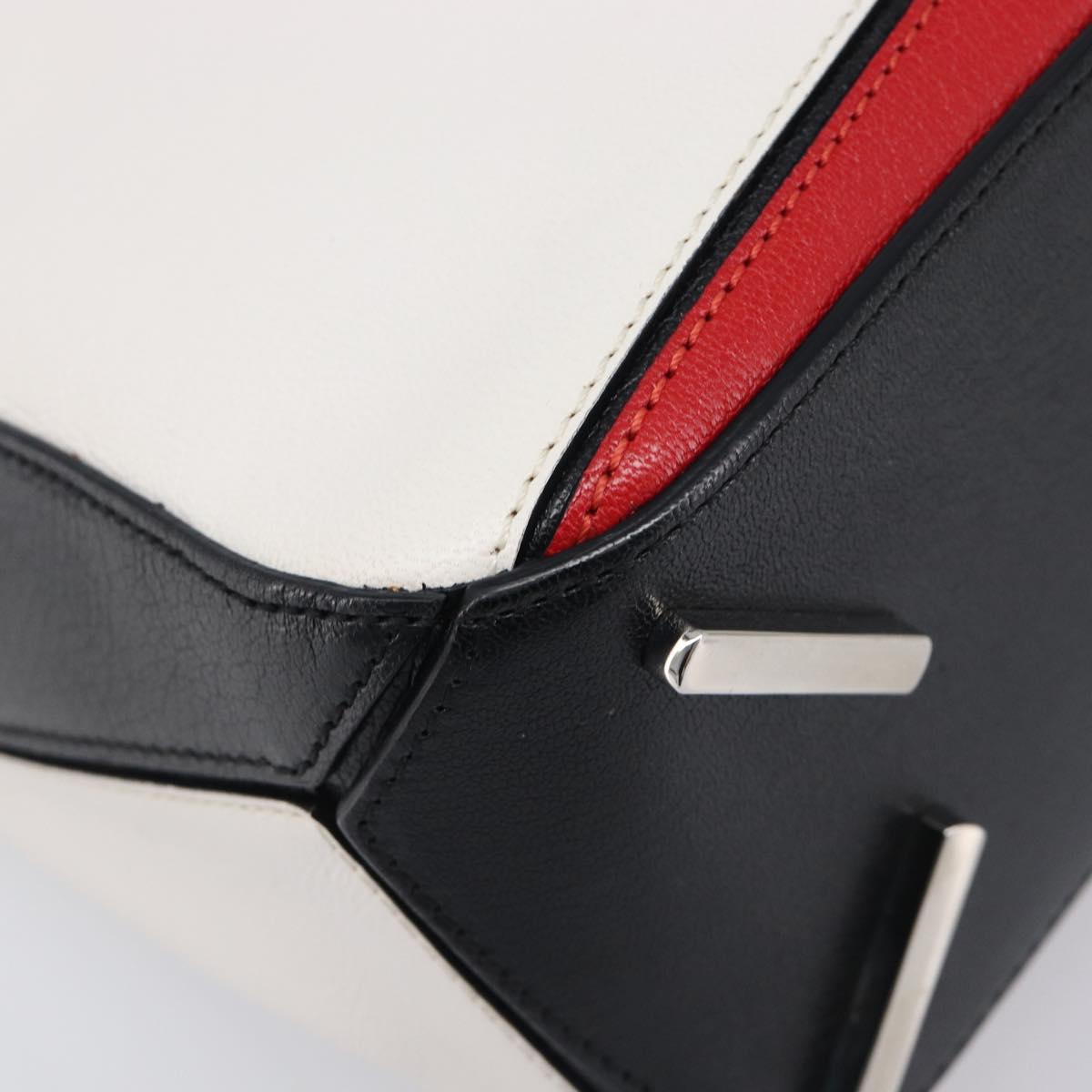 LOEWE Puzzle Bag Medium Hand Bag Leather 2way Red Silver Auth LN127M