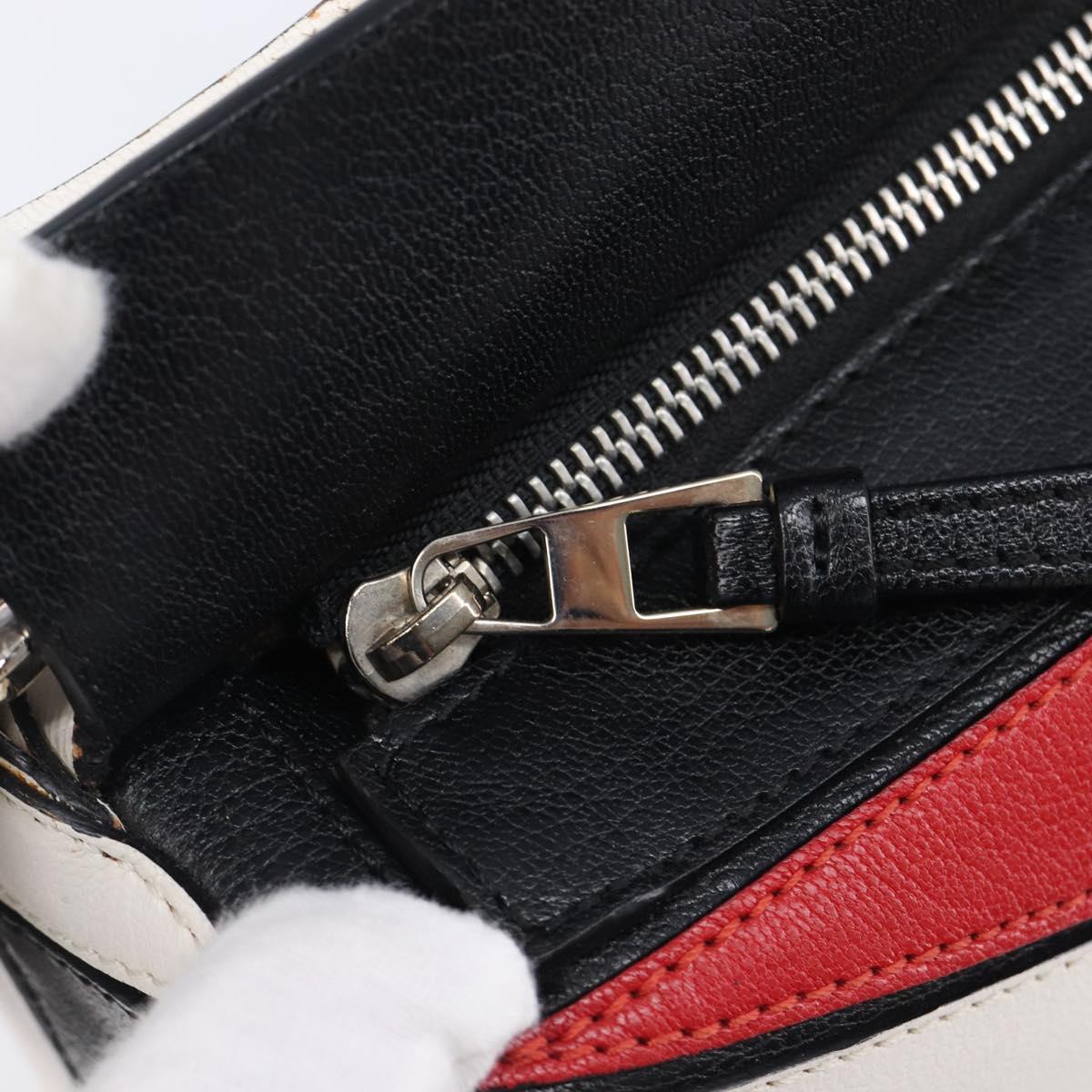 LOEWE Puzzle Bag Medium Hand Bag Leather 2way Red Silver Auth LN127M