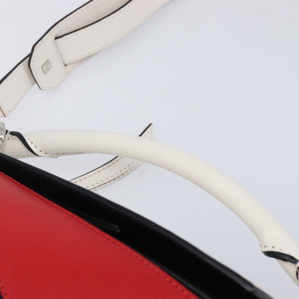 LOEWE Puzzle Bag Medium Hand Bag Leather 2way Red Silver Auth LN127M