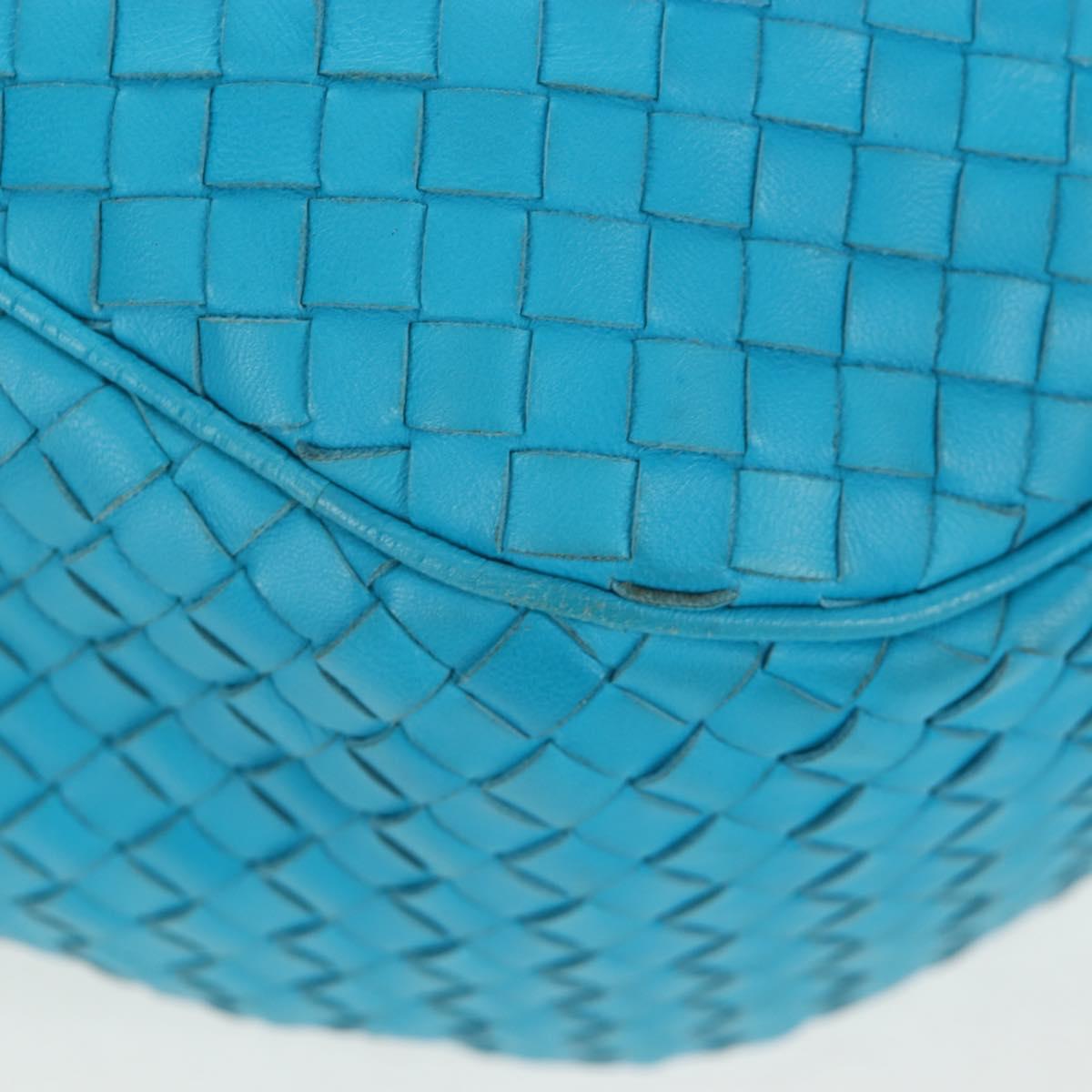 BOTTEGA VENETA INTRECCIATO Shoulder Bag Leather Turquoise Blue Auth LN128V