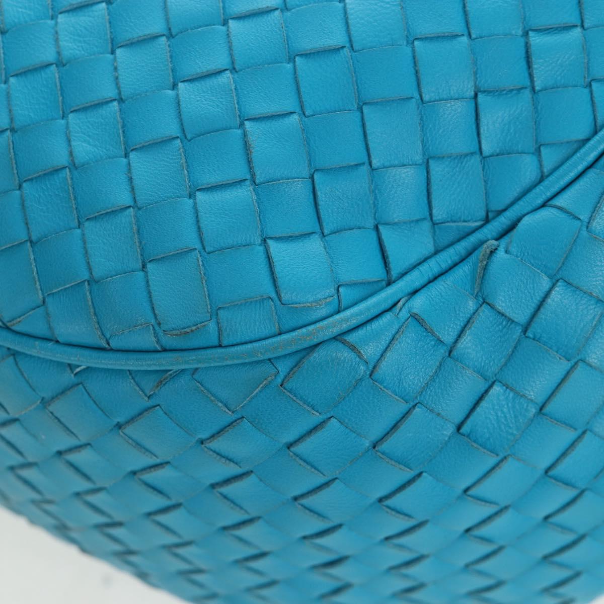 BOTTEGA VENETA INTRECCIATO Shoulder Bag Leather Turquoise Blue Auth LN128V