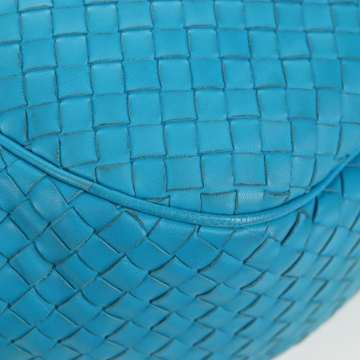 BOTTEGA VENETA INTRECCIATO Shoulder Bag Leather Turquoise Blue Auth LN128V
