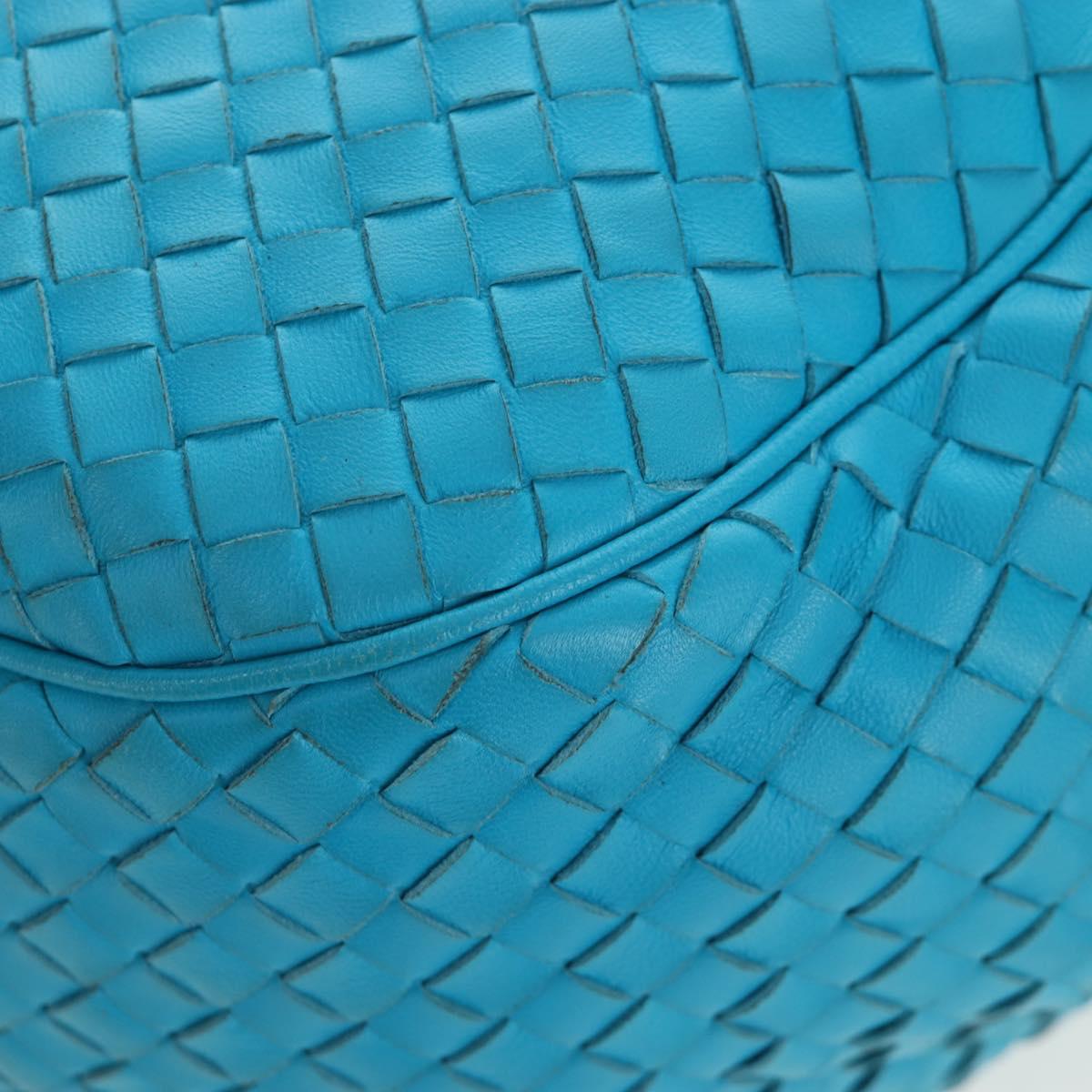 BOTTEGA VENETA INTRECCIATO Shoulder Bag Leather Turquoise Blue Auth LN128V