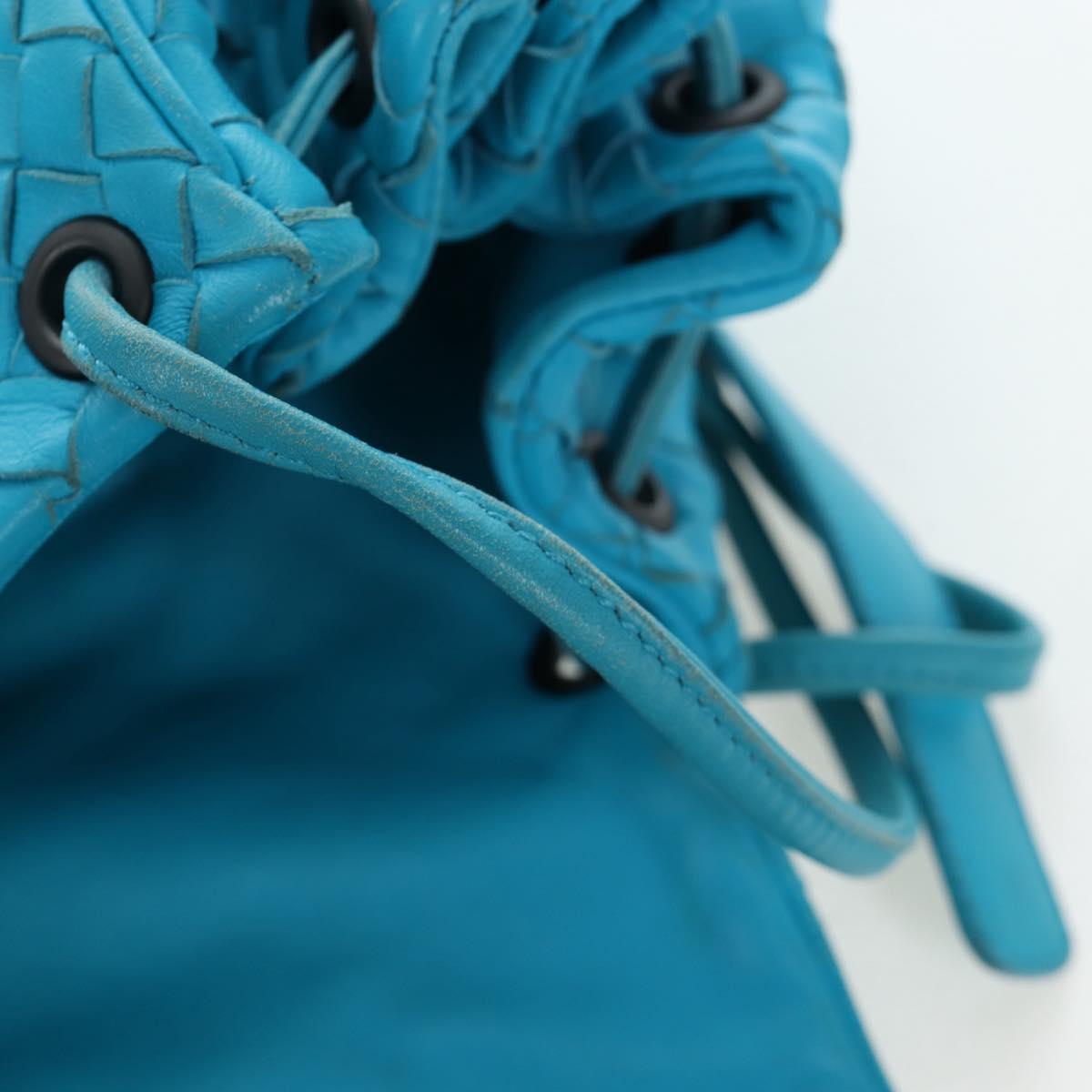 BOTTEGA VENETA INTRECCIATO Shoulder Bag Leather Turquoise Blue Auth LN128V