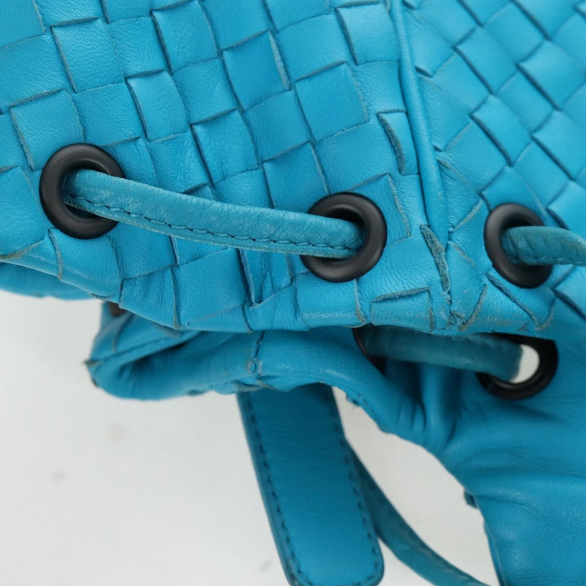 BOTTEGA VENETA INTRECCIATO Shoulder Bag Leather Turquoise Blue Auth LN128V