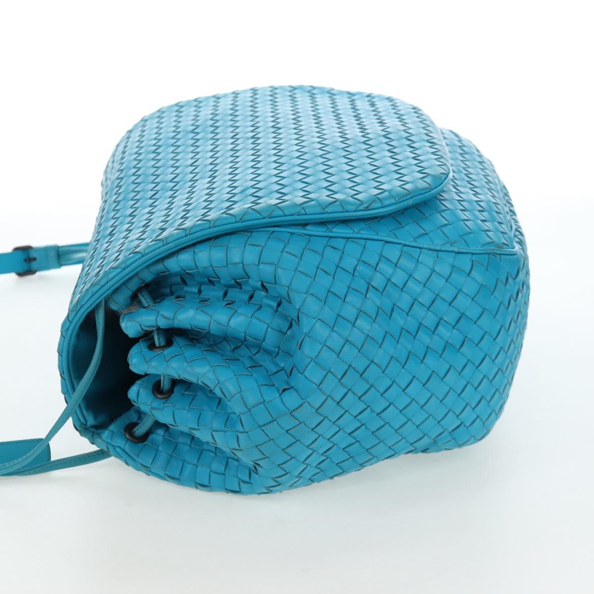 BOTTEGA VENETA INTRECCIATO Shoulder Bag Leather Turquoise Blue Auth LN128V