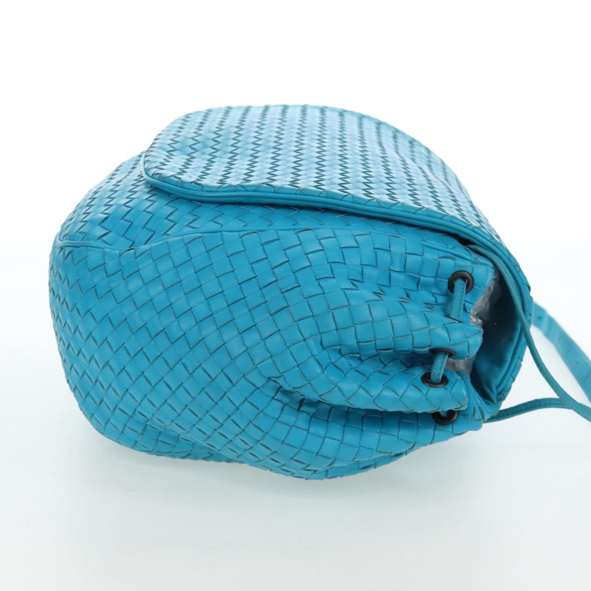 BOTTEGA VENETA INTRECCIATO Shoulder Bag Leather Turquoise Blue Auth LN128V