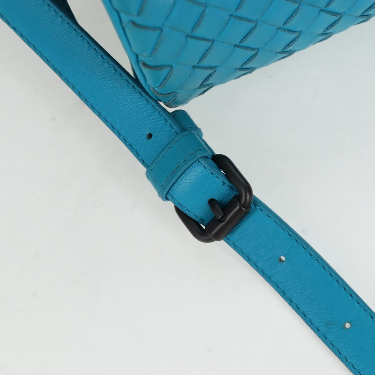 BOTTEGA VENETA INTRECCIATO Shoulder Bag Leather Turquoise Blue Auth LN128V