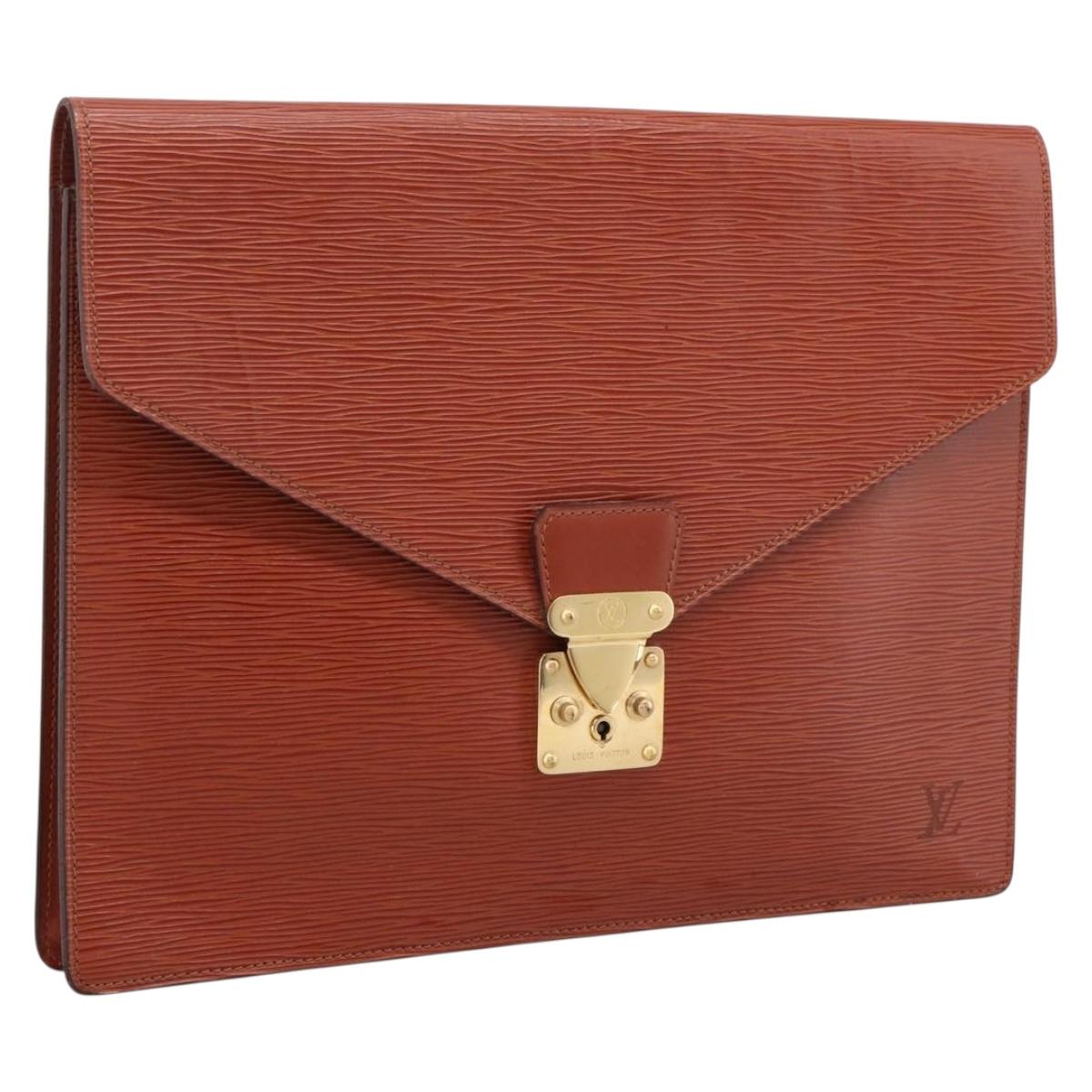 LOUIS VUITTON Epi Porte Documents Senatur Briefcase Brown M54453 LV Auth LN129