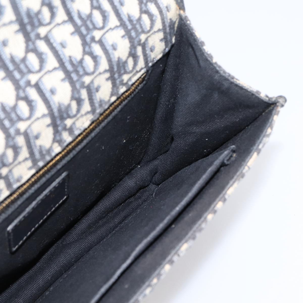 Christian Dior Trotter Canvas Oblique 30 Montaigne Bag Navy Gold Auth LN131A
