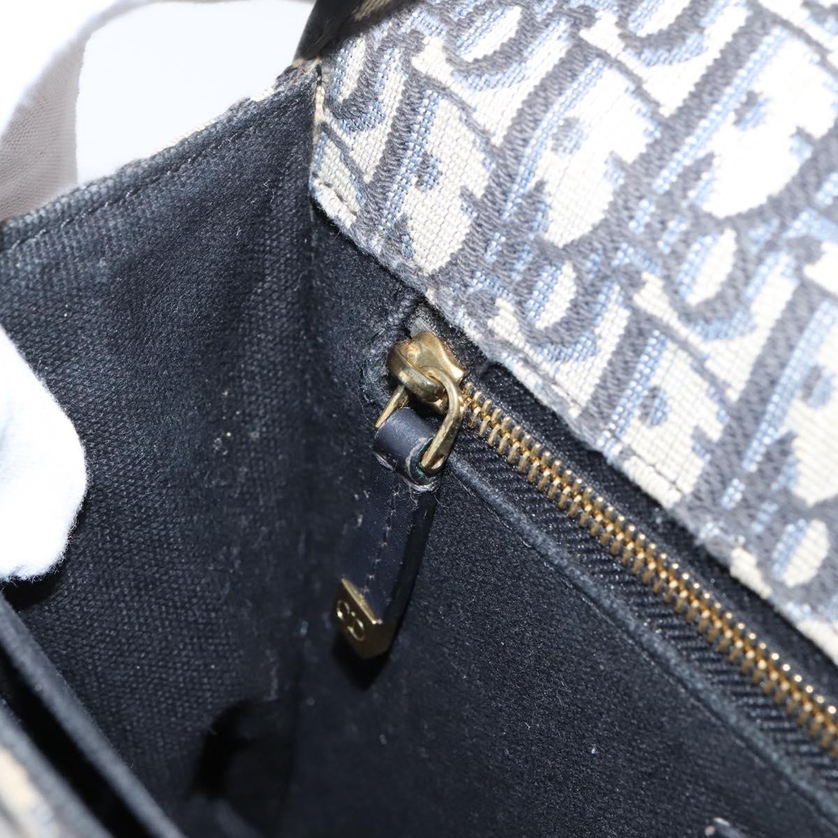 Christian Dior Trotter Canvas Oblique 30 Montaigne Bag Navy Gold Auth LN131A