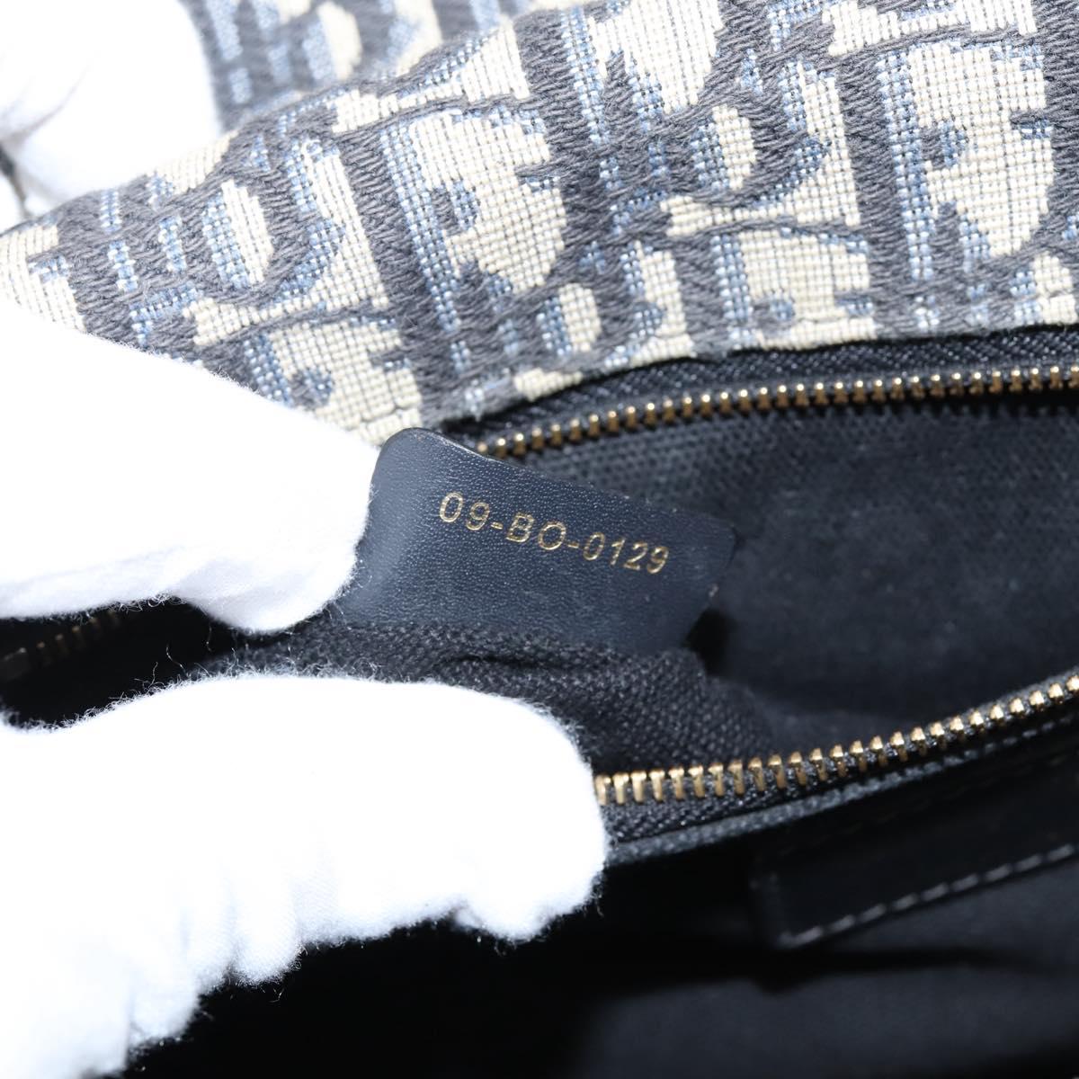 Christian Dior Trotter Canvas Oblique 30 Montaigne Bag Navy Gold Auth LN131A