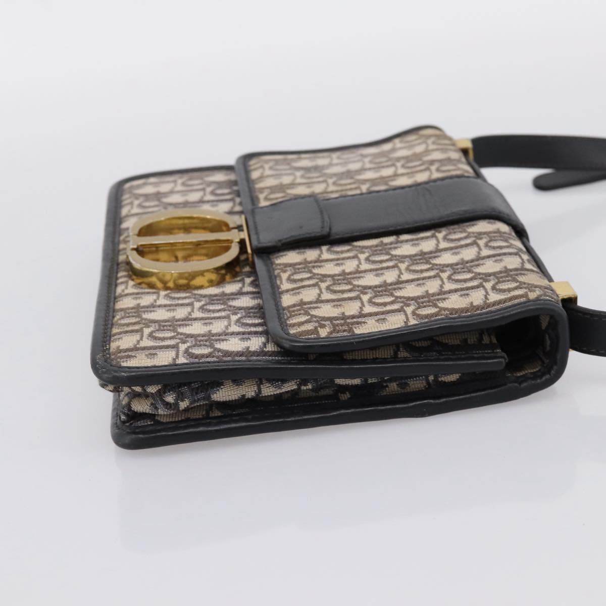 Christian Dior Trotter Canvas Oblique 30 Montaigne Bag Navy Gold Auth LN131A