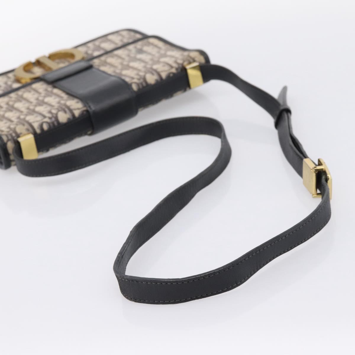 Christian Dior Trotter Canvas Oblique 30 Montaigne Bag Navy Gold Auth LN131A