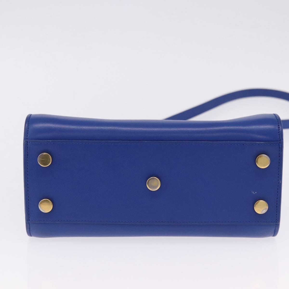 SAINT LAURENT Sac De Joule Nano Hand Bag Leather 2way Blue Gold Auth LN132V