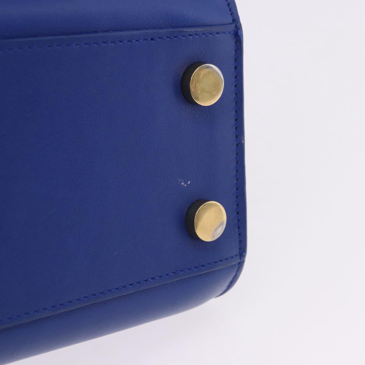 SAINT LAURENT Sac De Joule Nano Hand Bag Leather 2way Blue Gold Auth LN132V