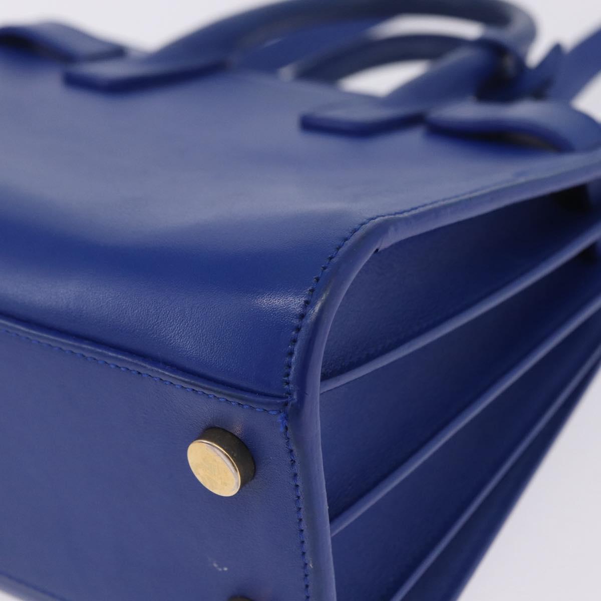 SAINT LAURENT Sac De Joule Nano Hand Bag Leather 2way Blue Gold Auth LN132V