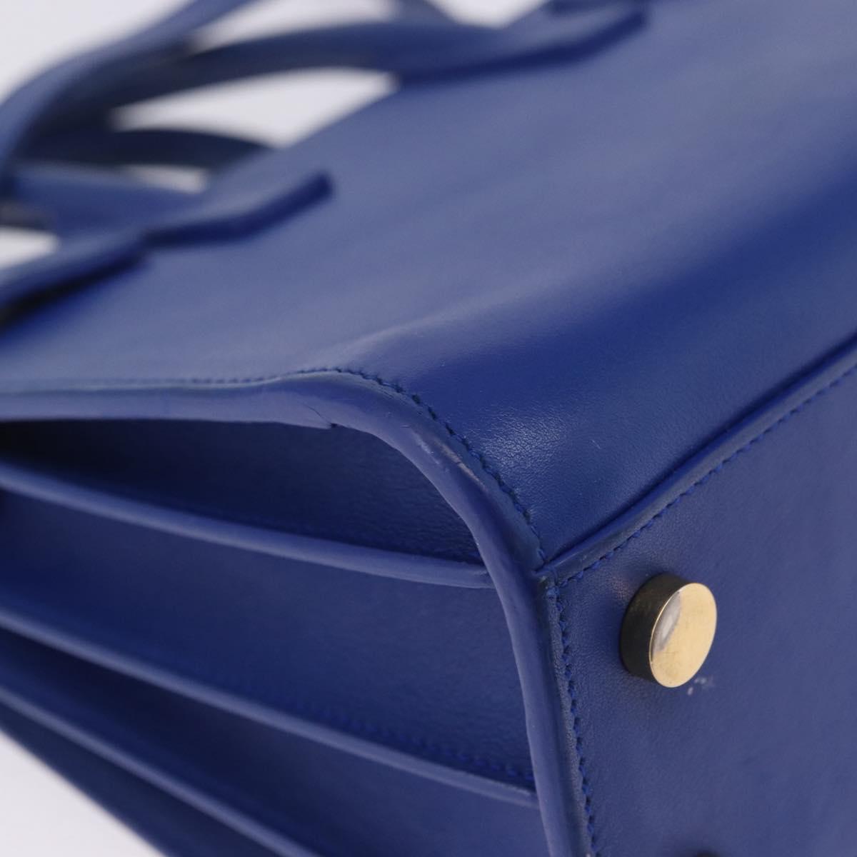 SAINT LAURENT Sac De Joule Nano Hand Bag Leather 2way Blue Gold Auth LN132V
